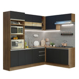 Combo completo de Cocina Esquinera 419cm Glamy Madesa 01 Marrón/Negro
