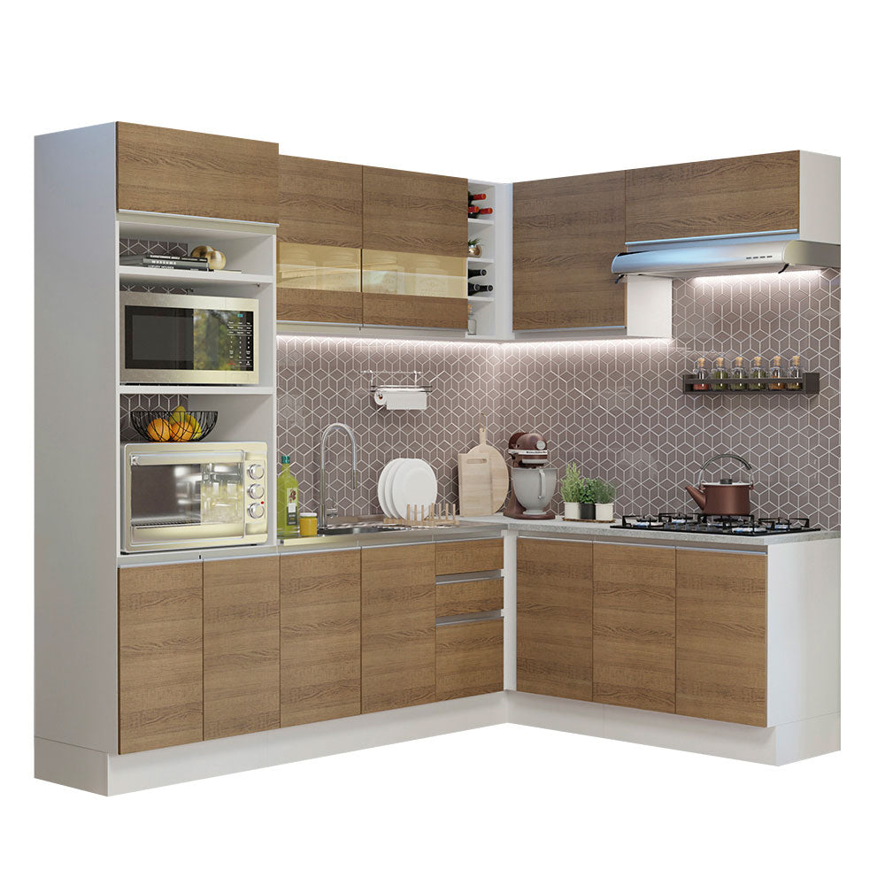 Combo completo de Cocina Esquinera 419cm Glamy Madesa 01 - Blanco