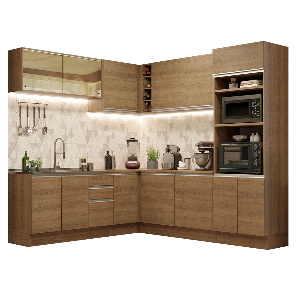 Combo completo de Cocina Esquinera 459cm Glamy Madesa 01 Marrón