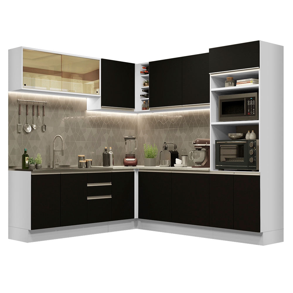 Combo completo de Cocina Esquinera 459cm Glamy Madesa 01 Blanco/Negro