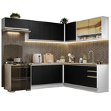 Combo completo de Cocina Esquinera 469cm Madesa Glamy Blanco/Negro 01