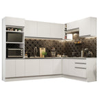 Combo completo de Cocina Esquinera 479 cm 13 Puertas 3 Cajones Sin Mesada Blanco Glamy Madesa