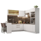 Combo completo de Cocina Esquinera 504 cm 14 Puertas 3 Cajones Sin Mesada Blanco Glamy Madesa