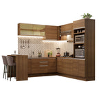 Combo completo de Cocina Esquinera 504 cm 14 Puertas 3 Cajones Sin Mesada Marrón Glamy Madesa