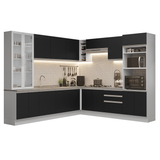 Combo completo de Cocina Esquinera con Cristalero 549 cm Madesa Glamy BN 01