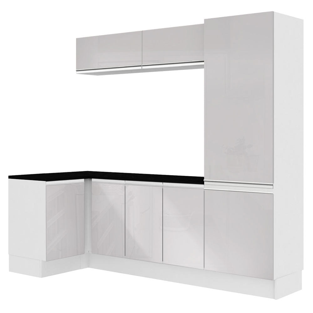 Kit Lavadero Madesa Acordes 100% MDF con Alacena, Bajo Mesada esquinero y Despensero Blanco Brillante