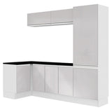 Kit Lavadero Madesa Acordes 100% MDF con Alacena, Bajo Mesada esquinero y Despensero Blanco Brillante