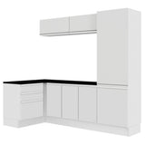 Kit Lavadero Madesa Acordes 100% MDF con Alacena, Cajonera y Bajo Mesada Esquinero Blanco Brillante