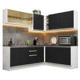 Combo Completo de Cocina Esquinera 100% MDF 409 cm Frentes Blanco Brillante Acordes Madesa 01