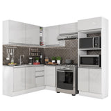 Combo Completo de Cocina Esquinera 100% MDF 419 cm Frentes Blanco Brillante Acordes Madesa 01