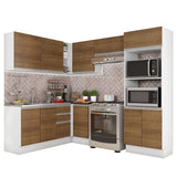 Combo Completo de Cocina Esquinera 100% MDF 419 cm Marrón/Blanco Acordes Madesa 01