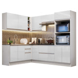 Combo Completo de Cocina Esquinera 100% MDF 419 cm Frentes Blanco Brillante Acordes Madesa 03