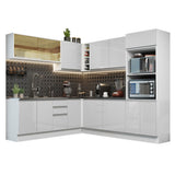 Combo Completo de Cocina Esquinera 100% MDF 459 cm Frentes Blanco Brillante Acordes Madesa 01