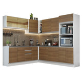 Combo Completo de Cocina Esquinera 100% MDF 459 cm Blanco/Marrón Acordes Madesa 01
