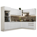 Combo Completo de Cocina Esquinera 100% MDF 479 cm Frentes Blanco Brillante Acordes Madesa 03