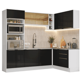 Combo completo de Cocina Esquinero 399 cm Blanco/Negro Lux Madesa 01