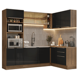 Combo completo de Cocina Esquinero 399 cm Marrón/Negro Lux Madesa 01