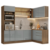 Combo completo de Cocina Esquinero 399 cm Marrón/Gris Lux Madesa 01