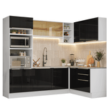 Combo completo de Cocina Esquinero 416 x 60 cm Blanco/Negro Lux Madesa 01