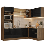 Combo completo de Cocina Esquinero 416 x 60 cm Marrón/Negro Lux Madesa 01
