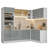 Combo completo de Cocina Esquinero 416 x 60 cm Blanco/Gris Lux Madesa 01