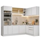 Combo completo de Cocina Esquinera 416 cm 10 Puertas 3 Cajones Sin Mesada Blanco Lux Madesa