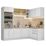 Combo completo de Cocina Esquinero 416 x 60 cm Blanco/Blanco Aterciopelado Lux Madesa 01