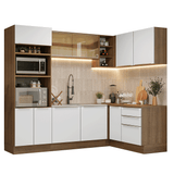 Combo completo de Cocina Esquinero 416 x 60 cm Marrón/Blanco Aterciopelado Lux Madesa 01