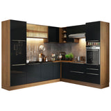 Combo completo de Cocina Esquinero 526cm Marrón/Negro Lux Madesa 01