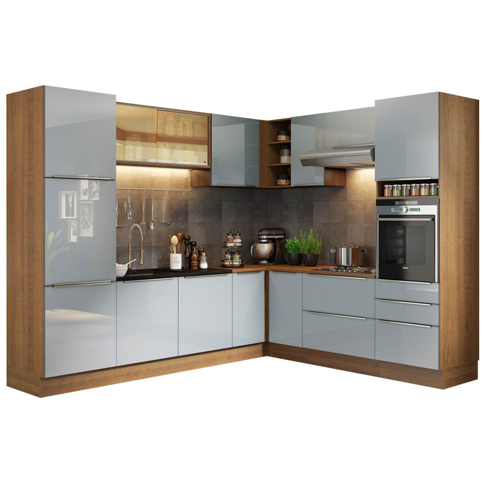 Combo completo de Cocina Esquinero 526cm Marrón/Gris Lux Madesa 01