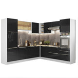 Combo completo de Cocina Esquinero 546cm Blanco/Negro Lux Madesa 01