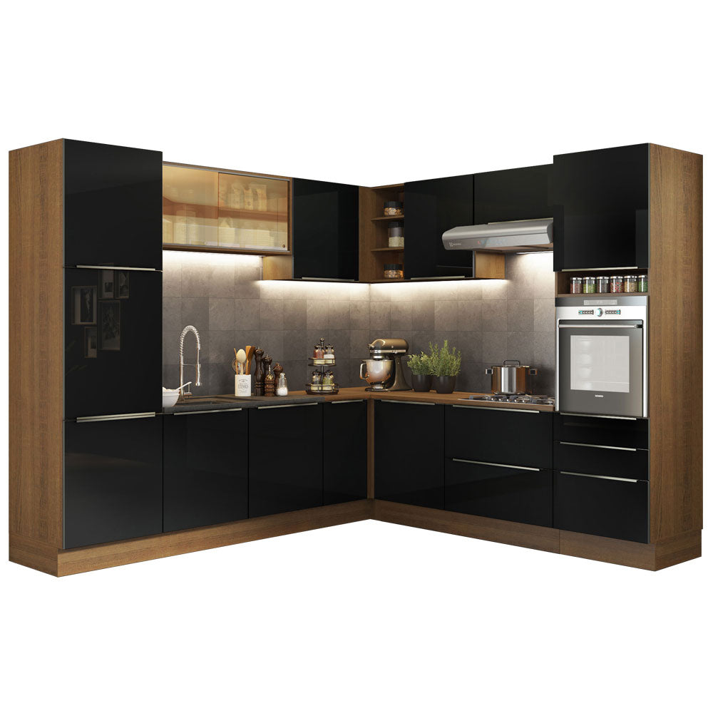 Combo completo de Cocina Esquinero 546cm Marrón/Negro Lux Madesa 01