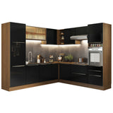 Combo completo de Cocina Esquinero 546cm Marrón/Negro Lux Madesa 01