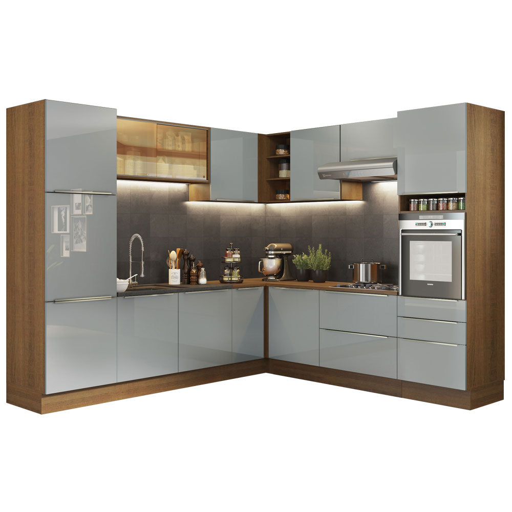 Combo completo de Cocina Esquinero 546cm Marrón/Gris Lux Madesa 01