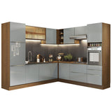 Combo completo de Cocina Esquinero 546cm Marrón/Gris Lux Madesa 01