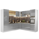 Combo completo de Cocina Esquinero 546cm Blanco/Gris Lux Madesa 01