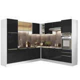 Combo completo de Cocina Esquinera 546 cm Blanco/Negro Lux Madesa 03