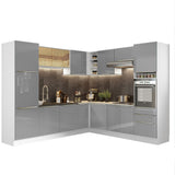 Combo completo de Cocina Esquinero 546cm Blanco/Gris Lux Madesa 03
