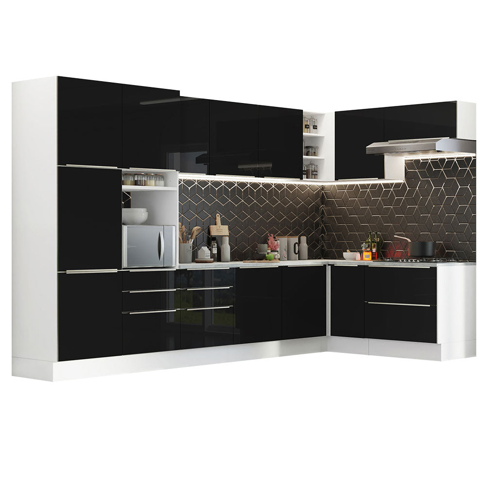 Combo completo de Cocina Esquinero 546cm Blanco/Negro Lux Madesa 05
