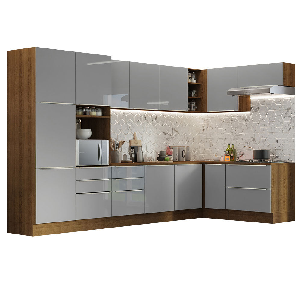 Combo completo de Cocina Esquinero 546cm Marrón/Gris Lux Madesa 05