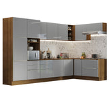Combo completo de Cocina Esquinero 546cm Marrón/Gris Lux Madesa 05