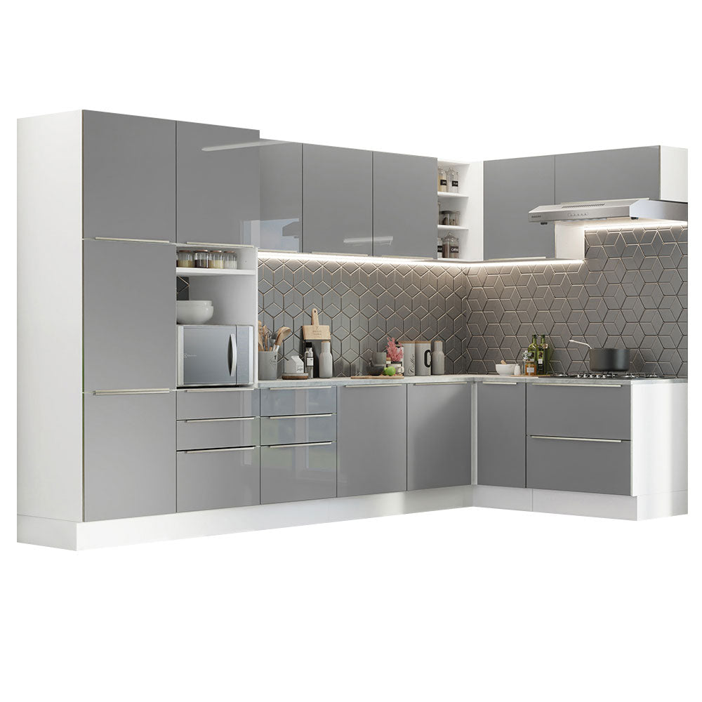 Combo completo de Cocina Esquinero 546cm Blanco/Gris Lux Madesa 05
