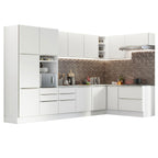 Combo completo de Cocina Esquinera 546 cm 12 Puertas 8 Cajones Blanco Lux Madesa