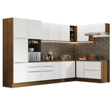 Combo Completo de Cocina Esquinera 546 x 60 cm Marrón/Blanco Aterciopelado Lux Madesa 05