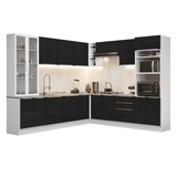 Combo completo de Cocina Esquinero 549 cm Blanco/Negro Lux Madesa 01
