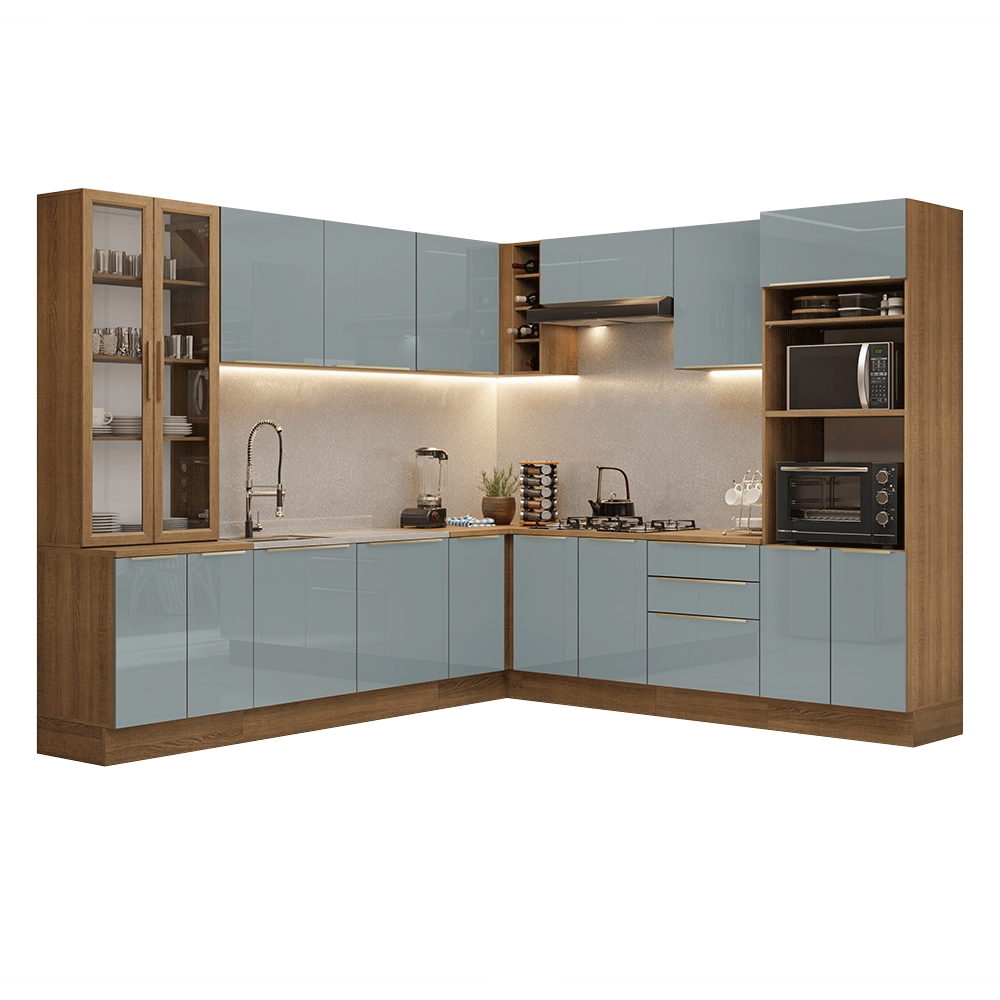 Combo completo de Cocina Esquinero 549 cm Marrón/Gris Lux Madesa 01