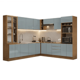 Combo completo de Cocina Esquinero 549 cm Marrón/Gris Lux Madesa 01