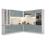 Combo completo de Cocina Esquinero 549 cm Blanco/Gris Lux Madesa 01