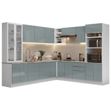 Combo completo de Cocina Esquinera con Cristalero 566 cm Madesa Lux Blanco/Gris 01