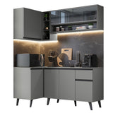 Combo Completo de Cocina Esquinera 265 cm Gris Nice Madesa 01